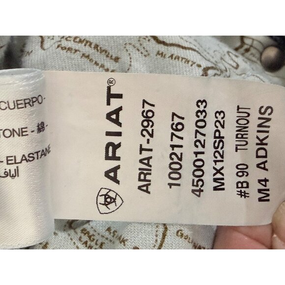 Ariat M4 Mens Relaxed Boot Cut Jeans Size 42 X 34 Blue Denim Whickered Western C - Picture 7 of 14